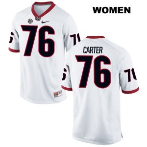 Women's Georgia Bulldogs NCAA #76 Michail Carter Nike Stitched White Authentic College Football Jersey NEM6354KP